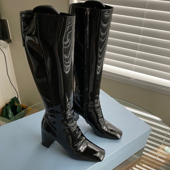PRADA Square Toe Patent Leather Boots (Knee high) - Picture 3 of 10
